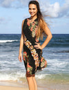 Pineapple Panel Tank Short Rayon Dress Black