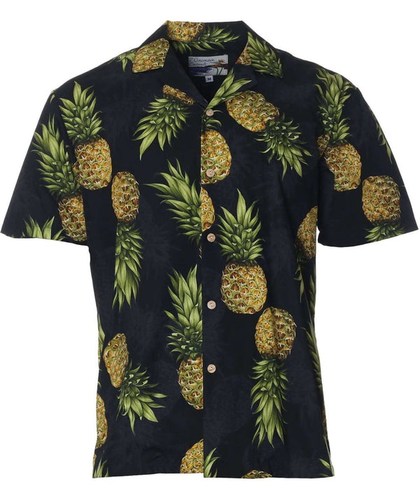 Pineapples Aloha Shirt Waimea Casuals Black Paradise Found