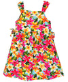Plumeria Bunch Girls Hawaiian Dress with Side Ties Aqua