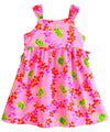 Plumeria Honu Girls Hawaiian Dress with Side Ties Pink RJC