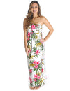 Plumeria Rain Full Size Large Sarong Cover-up White
