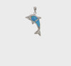 Sterling Silver Blue Created Opal Dolphin Pendant