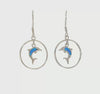 Sterling Silver Created Blue Opal Dolphin Dangle Earrings