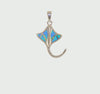 Sterling Silver Created Blue Opal Stingray Pendant