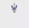 Sterling Silver Polished Blue Crystal Lobster Pendant