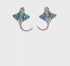 Sterling Silver Created Blue Opal Stingray Post Earrings