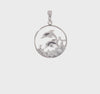 Sterling Silver Dolphins Swimming Oval Pendant Gift Jewelry