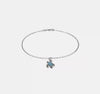 Sterling Silver Polished and Antiqued Blue Crystal Turtle 9 inch with an 1 inch Anklet