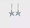 Sterling Silver Blue and White Crystal Starfish Leverback Earrings