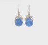 Sterling Silver Blue Lab Created Opal Octopus Dangle Earrings