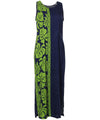Prince Kuhio Sleeveless Long Maxi Hawaiian Dress Navy Green Navy