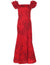 Red Long Ruffle Muumuu Dress Monstera Ceres Red Two Palms