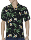 Resort Rayon Aloha Shirt Bamboo Black Two Palms