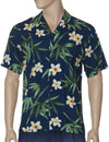 Resort Rayon Aloha Shirt Bamboo Navy Two Palms