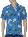 Resort Rayon Aloha Shirt Bamboo Ocean Blue Two Palms