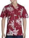 Reverse Fabric Pineapples and Ukuleles Shirt Burgundy