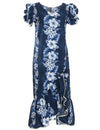 Ruffle Muumuu Dress Knee Length Pacific Panel Navy