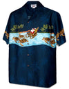 Santa Honu Ride Hawaiian Christmas Shirt Navy