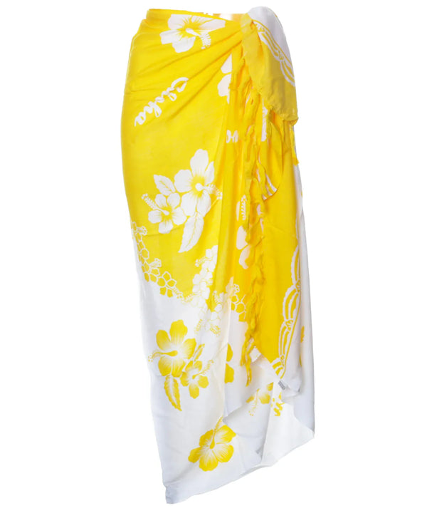 White Yellow Soft Rayon Sarong Cover up Pareo Yellow