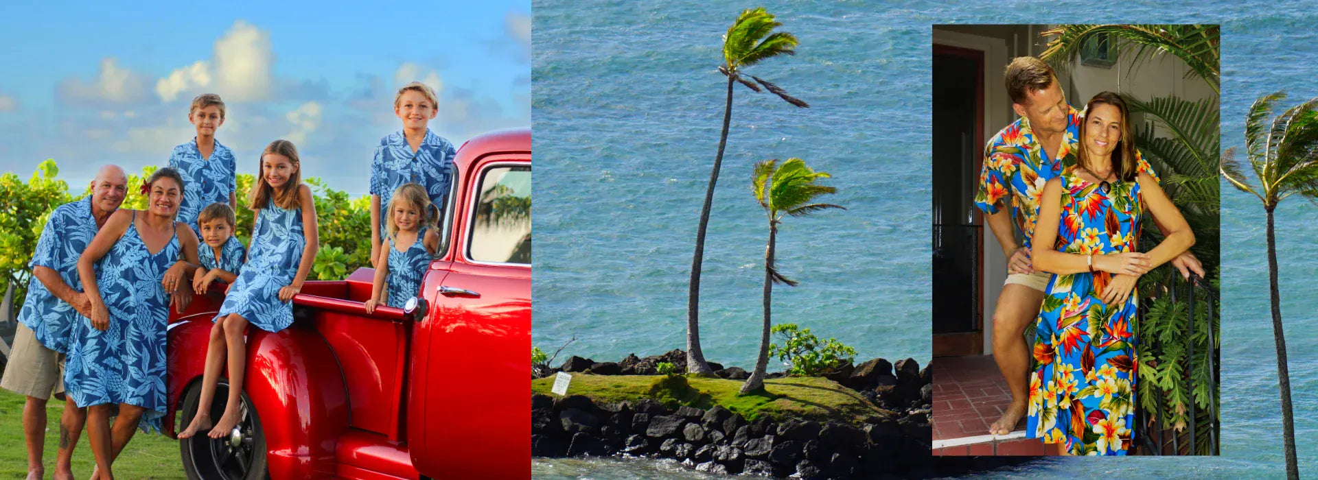 Hawaiian adventure aloha wear from Shaka Time for your Luau and resort attire. 