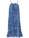 Short Adjustable Dress with Ruffle Hem Banana Leaves Navy Hilo Hattie