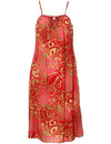 Midi Dress Front Tie Straps Tribal Tiare Red