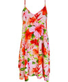 Short Dress with Scarf Hem Mega Hibiscus Coral