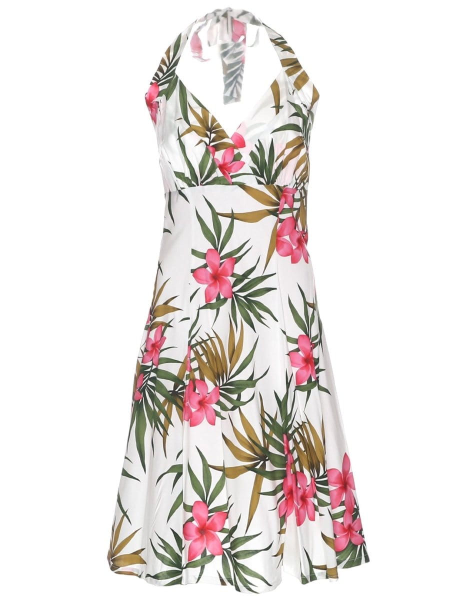 short halter dresses Short Halter Dress Plumeria Rain White / XS / Royal Creations