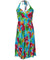 Short Halter Floral Dress Hibiscus Watercolor Blue Two Palms