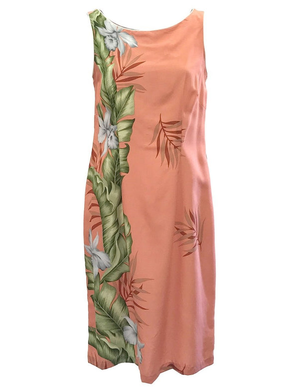 Short Hawaiian Dress Orchid Panel Coral Hilo Hattie