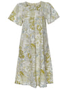 Short Hawaiian Muumuu Dress Kalokoi Forest White KY