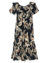 Short Muumuu Dress Kekoa with Elastic Bustline Black
