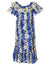 Short Muumuu Dress Luana with Elastic Bustline and Ruffled Hem Blue Royal Creations