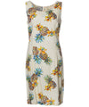 Short Sheath Dress Sleeveless Golden Pineapples Cream
