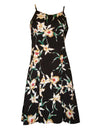 Star Orchids Spaghetti Strap Hawaiian Dress in Black