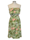 Short Strapless Dress Diamond Head Hawaii Ruffle Overlay Green