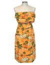 Short Strapless Dress Diamond Head Hawaii Ruffle Overlay Orange