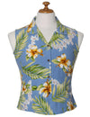 Sleeveless Blue Women's Blouse Tuberose Flowers Blue