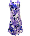 Sleeveless Dress Midi Watercolors Hibiscus Purple