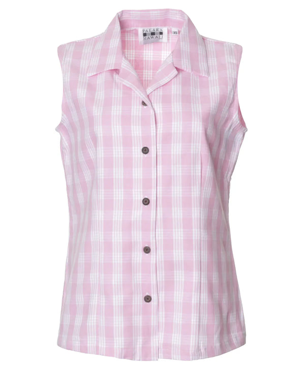 Pink Sleeveless Palaka Women's Blouse