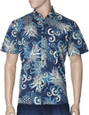 Slim Fit Hawaiian Shirt Fantasy Pineapples Navy KY