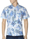 Slim Fit Hawaiian Shirt Fantasy Pineapples Sky Blue KY