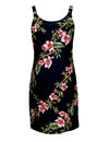 Slimming Bamboo Hibiscus Aloha Short Dress Black RJC