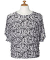 Fan Palms Dolman Sleeve Slit Hawaiian Blouse Top Gray Mae Young Designs