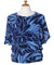 PLUMERIA TIARE Dolman Sleeve Slit Hawaiian Blouse Top Navy Mae Young Designs