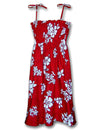 Tropical Hibiscus Smock Midi Tube-Top Dress