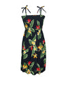 Smocked Hawaiian Dress Birds of Paradise Black