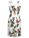 Smocked Hawaiian Dress Birds of Paradise White