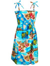Short Dress Smock Top Hawaii Polynesian Turquoise