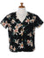 Star Orchid V-Neck Blouse Hawaii Magnum PI Design Black